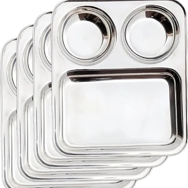 OMKARIXA_Stainless_Steel_3-in-1_Compartment_Plate_Set_of_4_|_Snack,_Idli_&_Breakfast_Plate