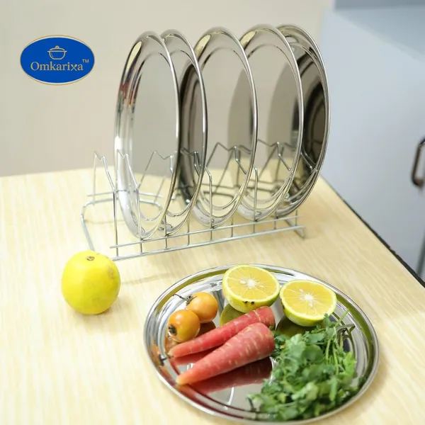 OMKARIXA_Stainless_Steel_Heavy_Gauge_Salad/Snacks/Quarter_Plates_with_Mirror_Finish_(8_inch)_Set_of_4