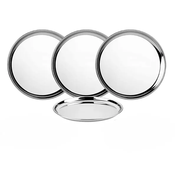 OMKARIXA_Stainless_Steel_Heavy_Gauge_Salad/Snacks/Quarter_Plates_with_Mirror_Finish_(8_inch)_Set_of_4