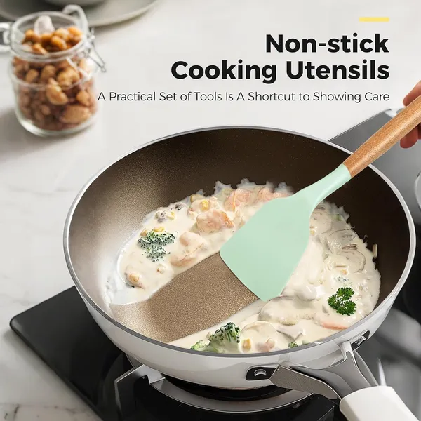 OMKARIXA_12-Piece_Silicone_Kitchen_Spatula_&_Utensil_Set_|_BPA-Free,_Heat-Resistant_Cooking_Tools_with_Natural_Wooden_Handles_|_Non-Scratch_Cookware_Safe_|_Baking_&_Cooking_Essentials_(Multicolor,_Color_May_Vary)