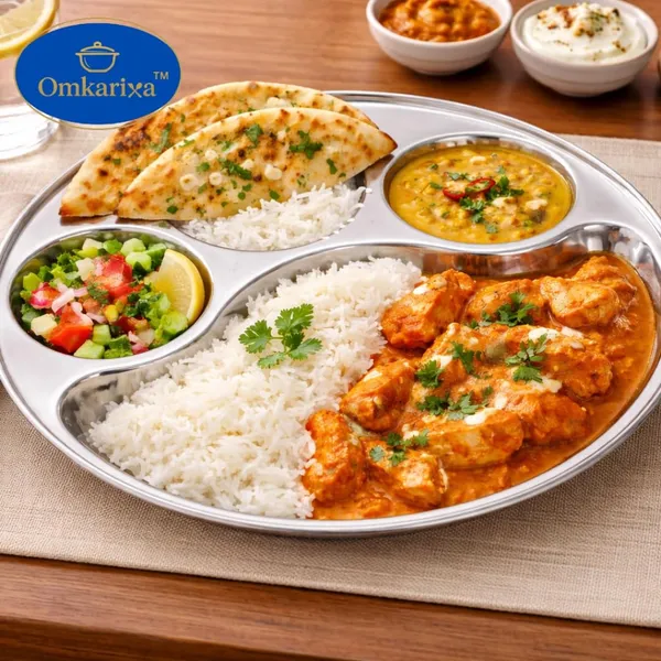OMKARIXA_Heavy_Duty_Stainless_Steel_Round_Dinner_Plate_with_4_Sections_|_Divided_Mess_Tray_for_Lunch,_Camping_&_Daily_Use_|_Rust-Free_&_Durable_Thali_Set_|_Set_of_2_Pieces