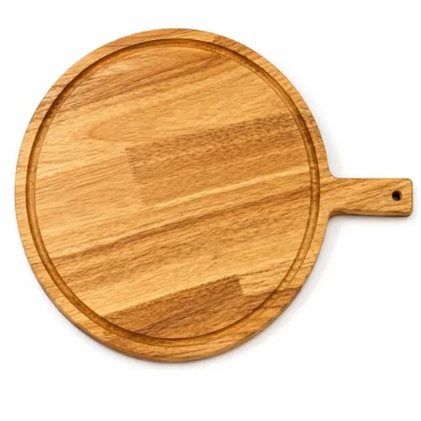 OMKARIXA_Round_Wooden_Pizza_Serving_Board_|_Natural_Rubber_Wood_Platter_with_Handle_|_Wooden_Pizza_Board_for_Serving_Pizza,_Cheese,_Bread,_Snacks_&_Charcuterie_|_Kitchen_&_Dining_Serving_Tray_(11_Inch)