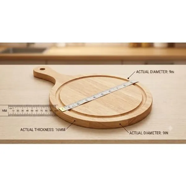OMKARIXA_Round_Wooden_Pizza_Serving_Board_|_Natural_Rubber_Wood_Platter_with_Handle_|_Wooden_Pizza_Board_for_Serving_Pizza,_Cheese,_Bread,_Snacks_&_Charcuterie_|_Kitchen_&_Dining_Serving_Tray_(9_Inch)