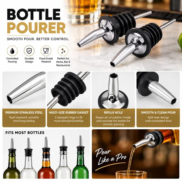 OMKARIXA_Stainless_Steel_Wine_&_Oil_Pourer_|_Free_Flow_Bottle_Pour_Spout_with_Tapered_Nozzle_|_Bartender_Pourer_for_Wine,_Oil,_Vinegar_&_Syrups_|_Set_of_2