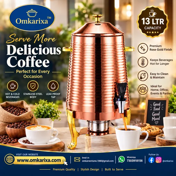 OMKARIXA_3.5_Gallon_Stainless_Steel_Beverage_Dispenser,_Hot_Drink_Urn_for_Tea,_Coffee,_Milk_&_Water,_for_Buffet,_Parties_and_Catering