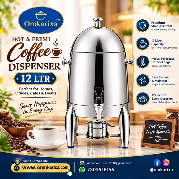 OMKARIXA_Commercial_Beverage_Dispenser,_3_Gallon_Stainless_Steel_Hot_&_Cold_Drink_Urn_with_Spigot,_Ice_Core_and_Fuel_Holder_for_Juice,_Tea,_Milk_&_Parties