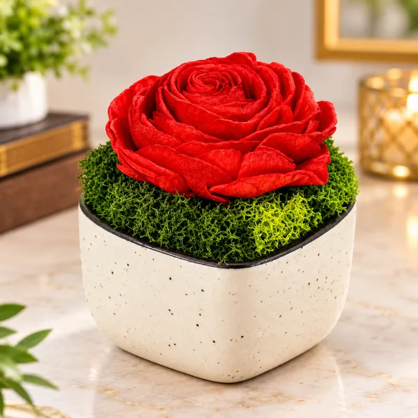 OMKARIXA_Compact_Preserved_Botanical_Decor_with_Rose_Centre,_Mini_Nature-Inspired_Display_for_Home,_Office,_Desk_&_Shelf