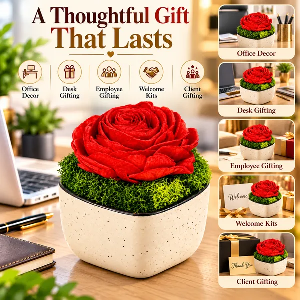 OMKARIXA_Compact_Preserved_Botanical_Decor_with_Rose_Centre,_Mini_Nature-Inspired_Display_for_Home,_Office,_Desk_&_Shelf
