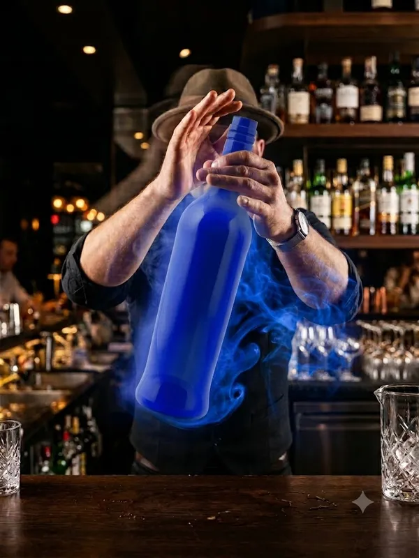 OMKARIXA_Flaring_Bottle,_Blue,_Bartender_Training_Bottle_for_Flair_Bartending,_Cocktail_Practice_&_Bar_Equipment