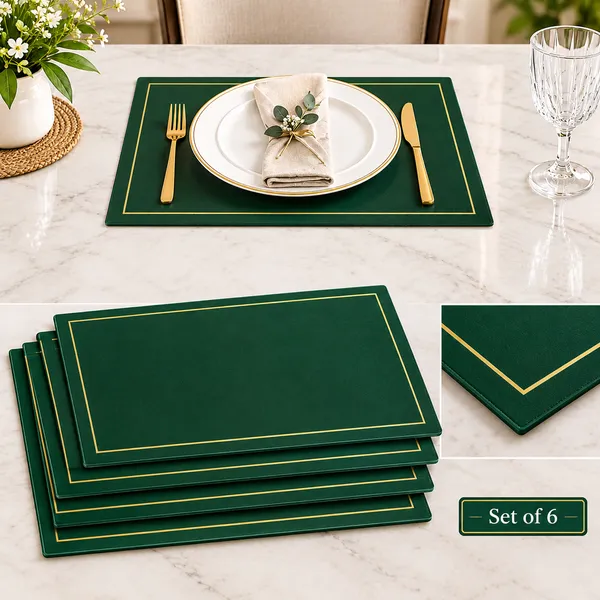 OMKARIXA_Leatherette_Placemat_Set_of_6,_45_x_30_cm,_Decorative_Dining_Table_Mats_with_Gift_Packing