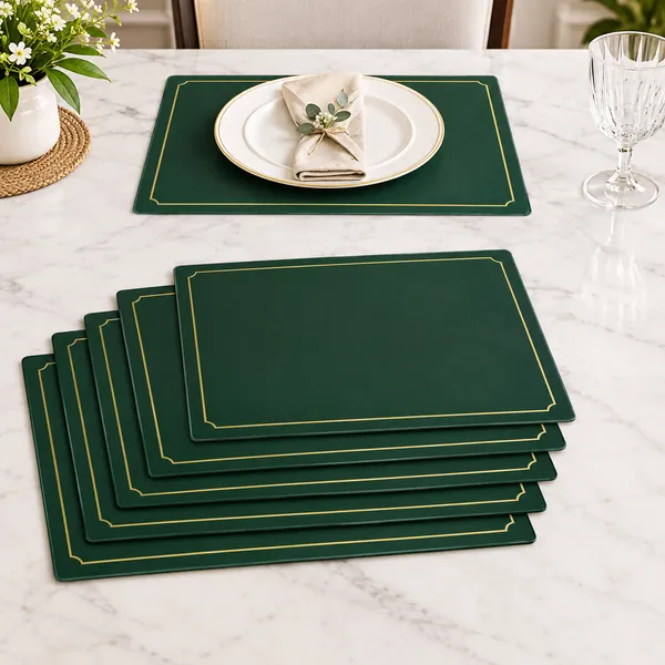 OMKARIXA_Leatherette_Placemat_Set_of_6,_45_x_30_cm,_Decorative_Dining_Table_Mats_with_Gift_Packing