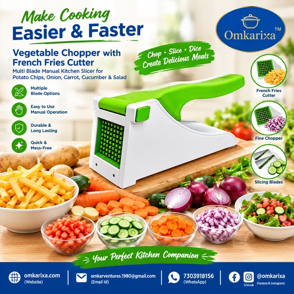 OMKARIXA_Manual_Vegetable_Chopper_with_French_Fries_Cutter,_Multi-Blade_Kitchen_Slicer_for_Potato,_Onion,_Carrot,_Cucumber_&_Salad
