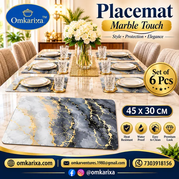 OMKARIXA_Marble_Touch_Placemat_Set_of_6,_45_x_30_cm,_Decorative_Dining_Table_Mats_for_Kitchen_and_Home