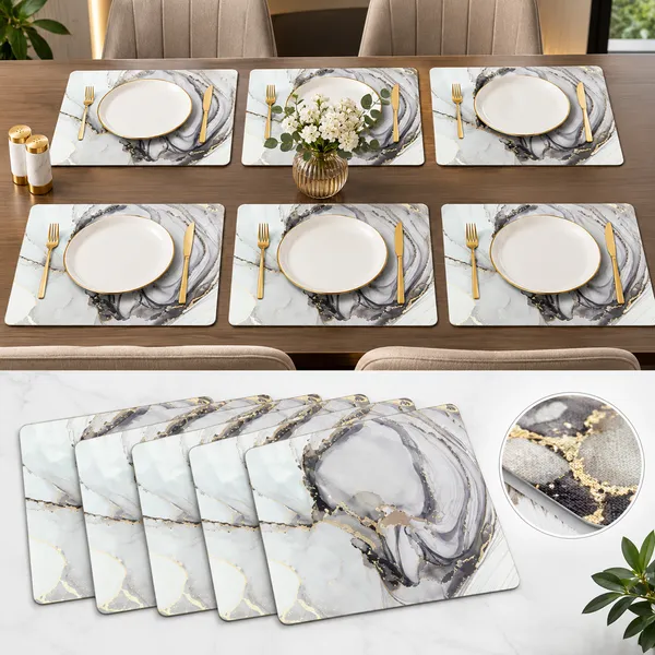 OMKARIXA_Marble_Touch_Placemat_Set_of_6,_45_x_30_cm,_Decorative_Dining_Table_Mats_for_Kitchen_and_Home