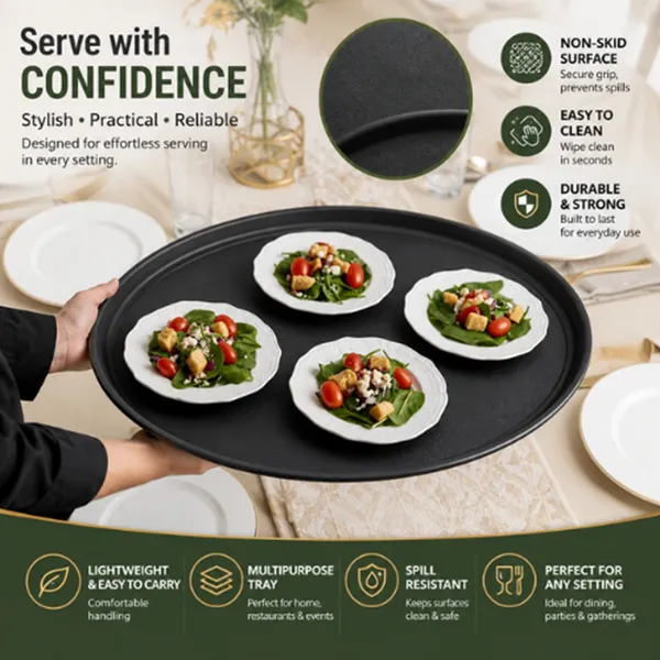 OMKARIXA_Non-Slip_Round_Serving_Tray_11_Inch_|_Anti-Skid_Food_Service_Tray_for_Hotels,_Restaurants,_Cafes_&_Bars