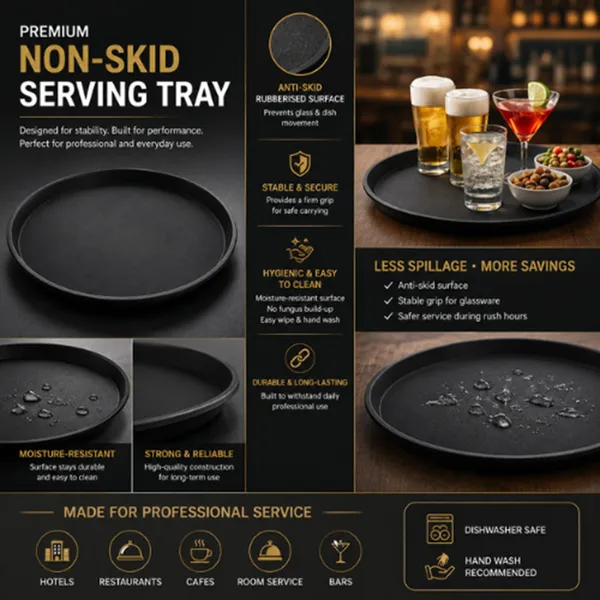 OMKARIXA_Non-Slip_Round_Serving_Tray_11_Inch_|_Anti-Skid_Food_Service_Tray_for_Hotels,_Restaurants,_Cafes_&_Bars