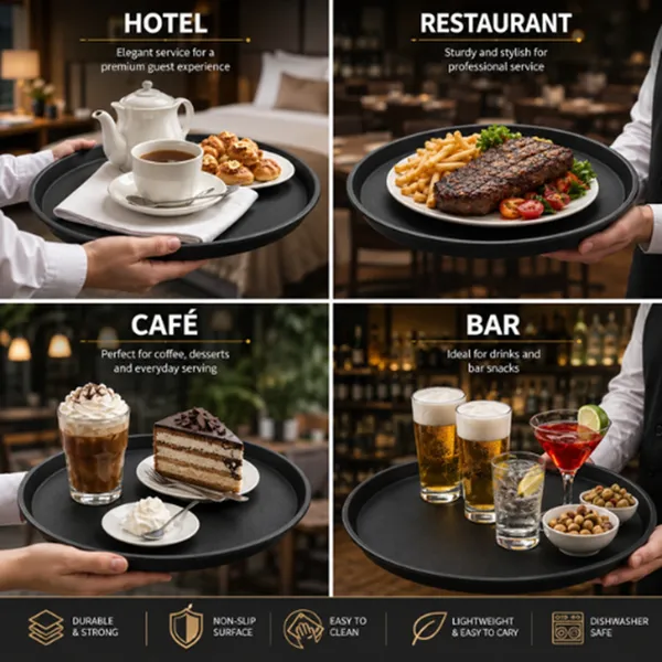 OMKARIXA_Non-Slip_Round_Serving_Tray_14_Inch_|_Anti-Skid_Food_Service_Tray_for_Hotels,_Restaurants,_Cafes_&_Bars