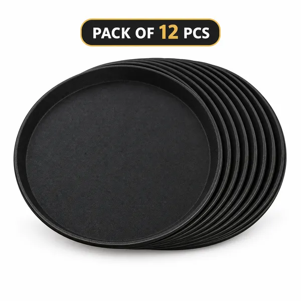 OMKARIXA_Non-Slip_Round_Serving_Tray_14_Inch_|_Anti-Skid_Food_Service_Tray_for_Hotels,_Restaurants,_Cafes_&_Bars