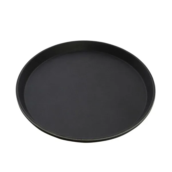 OMKARIXA_Non-Slip_Round_Serving_Tray_14_Inch_|_Anti-Skid_Food_Service_Tray_for_Hotels,_Restaurants,_Cafes_&_Bars_|_Black