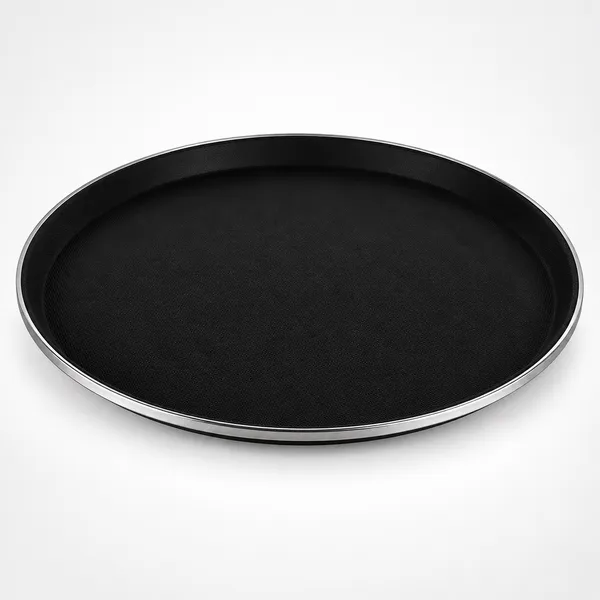 OMKARIXA_Stainless_Steel_Serving_Tray_14_Inch,_Black_Anti-Skid_Ring_Salver_for_Home,_Hotel,_Restaurant_&_Catering