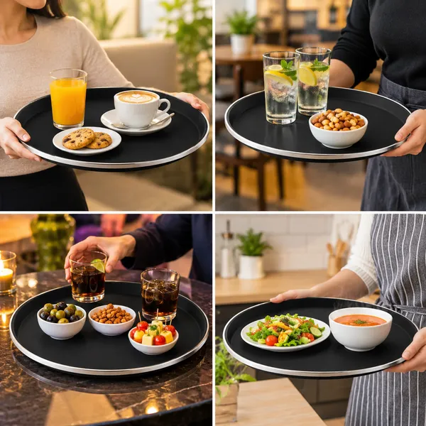 OMKARIXA_Stainless_Steel_Serving_Tray_14_Inch,_Black_Anti-Skid_Ring_Salver_for_Home,_Hotel,_Restaurant_&_Catering