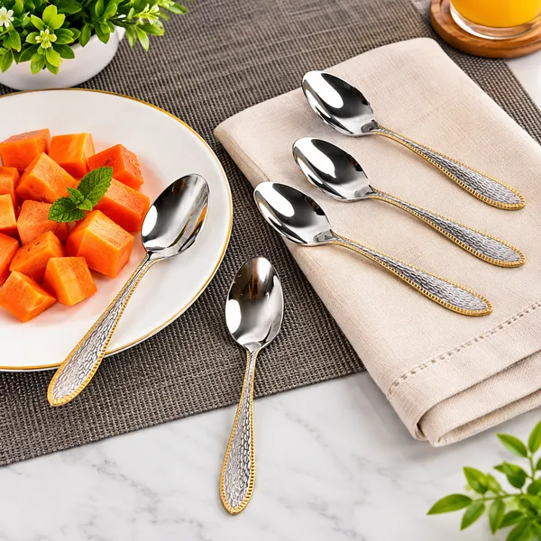 OMKARIXA_Stainless_Steel_Textured_Spoons_Set_of_6,_Gold_Bordered_Decorative_Spoons_for_Tea,_Coffee,_Desserts_&_Everyday_Use