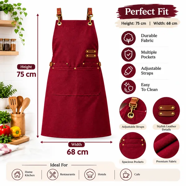OMKARIXA_Unisex_Kitchen_Chef_Apron_for_Men_&_Women,_Cooking_Apron_for_Home,_Hotel,_Cafe,_Restaurant_&_Catering