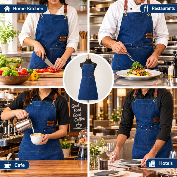 OMKARIXA_Unisex_Kitchen_Chef_Apron_for_Men_&_Women,_Cooking_Apron_for_Home,_Hotel,_Cafe,_Restaurant_&_Catering