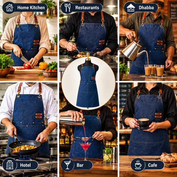 OMKARIXA_Unisex_Kitchen_Chef_Apron_for_Men_&_Women,_Cooking_Apron_for_Home,_Hotel,_Cafe,_Restaurant_&_Catering