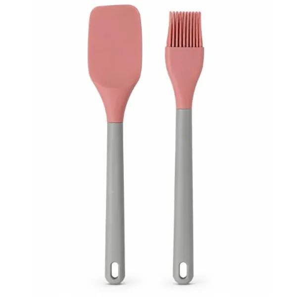 OMKARIXA_Full_Silicone_Spatula_and_Pastry_Brush_Set_|_Heat_Resistant_Kitchen_Tools_for_Cake_Mixing,_Grilling,_Tandoor,_Cooking,_Baking_&_BBQ_|_Oil_Brush_&_Silicone_Spatula_-_2_Piece_Set