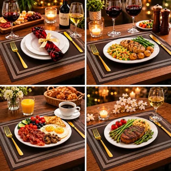 OMKARIXA_Placemats_Set_of_6_for_Dining_Table_|_PVC_Vinyl_Table_Mats_|_Heat_Resistant,_Non-Slip_&_Washable_Dining_Table_Placemats_|_Anti-Skid_Place_Mats_45_x_30_cm