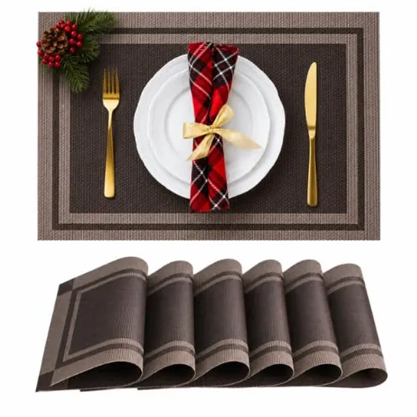 OMKARIXA_Placemats_Set_of_6_for_Dining_Table_|_PVC_Vinyl_Table_Mats_|_Heat_Resistant,_Non-Slip_&_Washable_Dining_Table_Placemats_|_Anti-Skid_Place_Mats_45_x_30_cm
