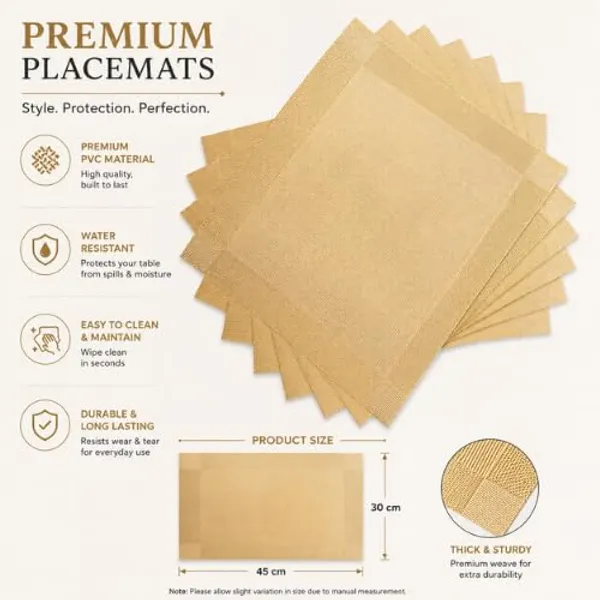 OMKARIXA_Placemats_Set_of_6_for_Dining_Table_|_PVC_Vinyl_Table_Mats_|_Heat_Resistant,_Non-Slip_&_Washable_Dining_Table_Placemats_|_Anti-Skid_Place_Mats_45_x_30_cm