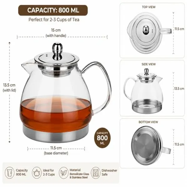OMKARIXA_Glass_Tea_Carafe_/_Conapot_Tea_Pot_with_Stainless_Steel_Filter_|_Borosilicate_Glass_Teapot_|_Induction_Compatible_|_Heat_Resistant_Tea_Maker_for_Tea,_Coffee_&_Herbal_Drinks_|_800_ML