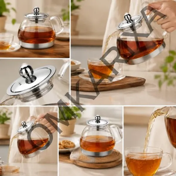 OMKARIXA_Glass_Tea_Carafe_/_Conapot_Tea_Pot_with_Stainless_Steel_Filter_|_Borosilicate_Glass_Teapot_|_Induction_Compatible_|_Heat_Resistant_Tea_Maker_for_Tea,_Coffee_&_Herbal_Drinks_|_800_ML