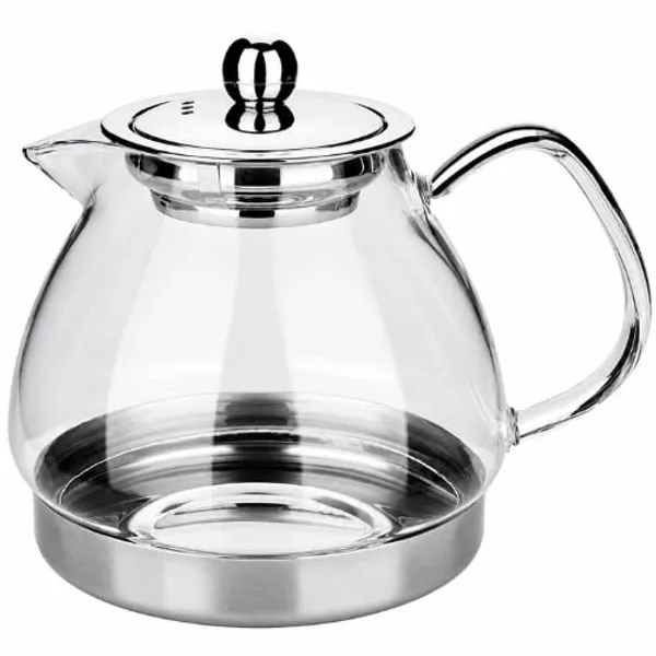 OMKARIXA_Glass_Tea_Carafe_/_Conapot_Tea_Pot_with_Stainless_Steel_Filter_|_Borosilicate_Glass_Teapot_|_Induction_Compatible_|_Heat_Resistant_Tea_Maker_for_Tea,_Coffee_&_Herbal_Drinks_|_800_ML