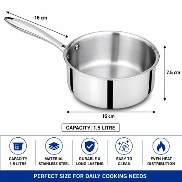 OMKARIXA_Triply_Stainless_Steel_Saucepan_16_cm_|_1.5_L_Capacity_|_Induction_Compatible_Cookware_with_Long_Handle_|_Suitable_for_Milk,_Tea_and_Boiling_Applications_|_Without_Lid