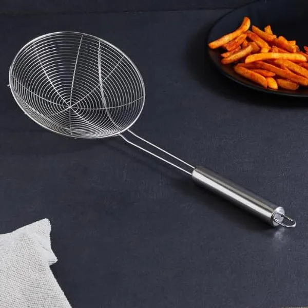 OMKARIXA_Stainless_Steel_Deep_Fry_Strainer_|_Oil_Skimmer_Ladle_with_Long_Handle_14_cm