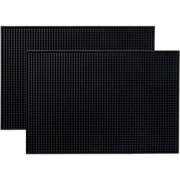 OMKARIXA_Premium_Rubber_Bar_Mat_Set_of_2_|_45_x_30_cm_Service_Counter_Mat_|_Non-Slip_Spill_Mat_|_Countertop_Bar_Mat_|_Barber_Station_Mat_|_Coffee_Machine_Mat_|_Heavy_Duty_Rubber_Mat_|_Black