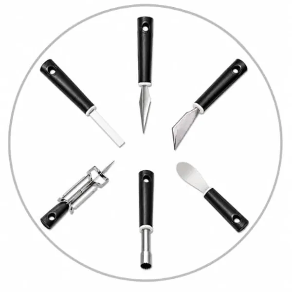 OMKARIXA_Fruit_Carving_Tool,_Stainless_Steel_Blade_with_Black_Wooden_Handle_for_Decorative_Food_Art,_Fruit_&_Vegetable_Carving_Knife_for_Kitchen,_Restaurant_&_Chef_Use