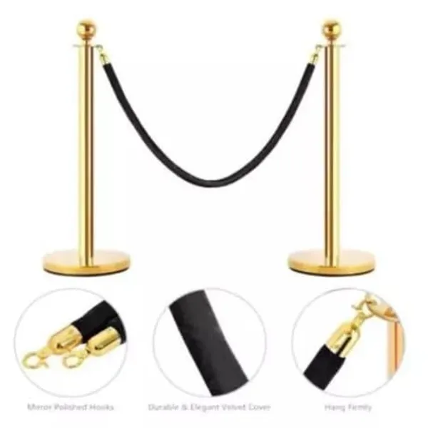 OMKARIXA_Gold_Queue_Barrier_with_Black_Rope,_2_Posts_&_1_Rope