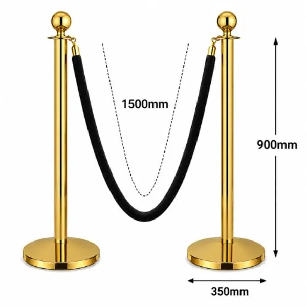 OMKARIXA_Gold_Queue_Barrier_with_Black_Rope,_2_Posts_&_1_Rope