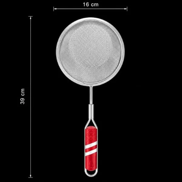 OMKARIXA_Stainless_Steel_Deep_Fry_Strainer_with_Red_Handle_39X16X7_Cm