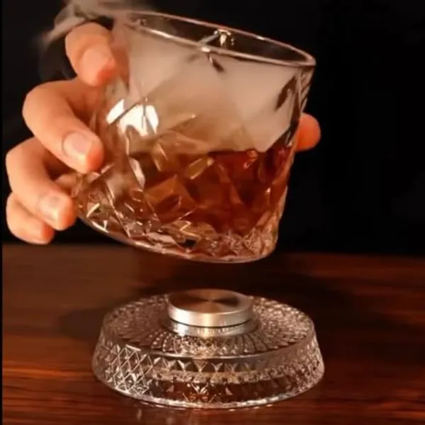 OMKARIXA_Spinning_Glass_with_Coaster_Set_of_1,_180ml_(each)_Tumbler