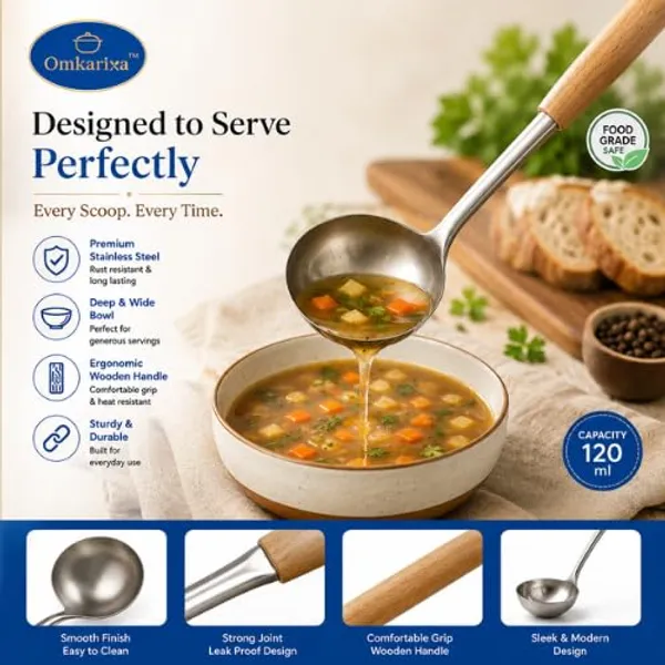 OMKARIXA_Commercial_Stainless_Steel_Soup_Ladle_|_Wooden_Handle_|_Deep_Serving_Spoon_for_Soup,_Curry_&_Gravy