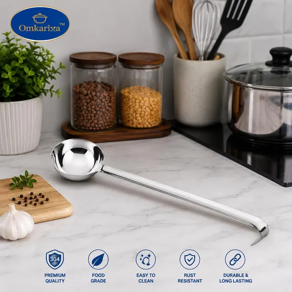 OMKARIXA_Premium_Stainless_Steel_Ladle_|_16_Inch_Long_Handle_Serving_Spoon_|_Heavy_Duty_Kitchen_Utensil_for_Soup,_Curry,_Sauce_&_Gravy