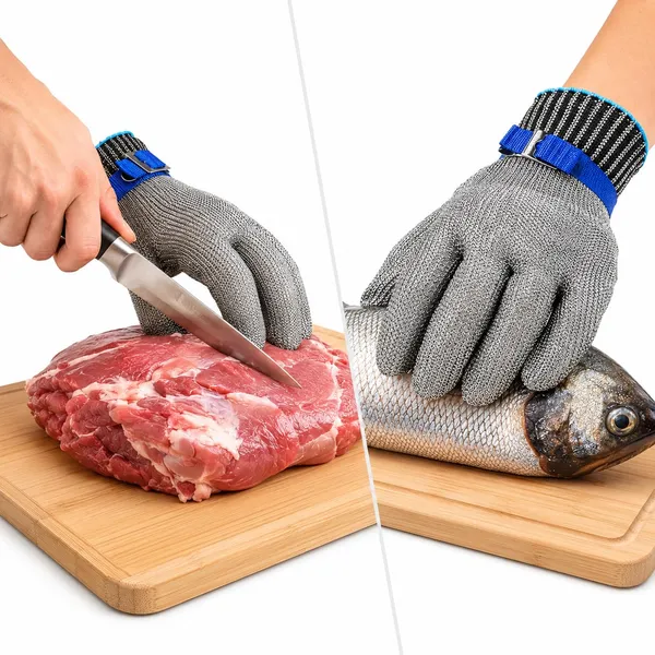 OMKARIXA_1Pc_Stainless_Steel_Mesh_Cut_Resistant_Glove_|_Level-9_Safety_Work_Glove_|_Adjustable_Fit_|_Food_Grade_Metal_Mesh_Glove_for_Meat_Processing,_Fish_Handling,_Metal_&_Wood_Work