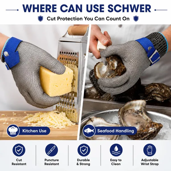 OMKARIXA_1Pc_Stainless_Steel_Mesh_Cut_Resistant_Glove_|_Level-9_Safety_Work_Glove_|_Adjustable_Fit_|_Food_Grade_Metal_Mesh_Glove_for_Meat_Processing,_Fish_Handling,_Metal_&_Wood_Work