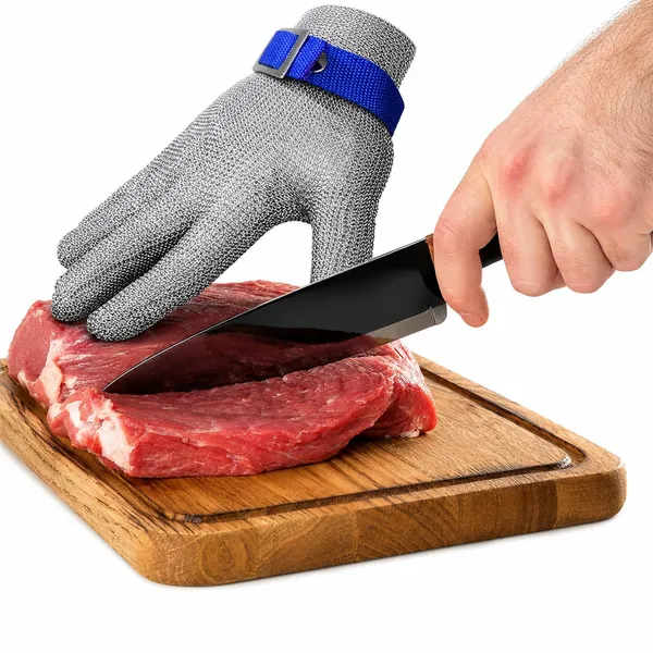 OMKARIXA_1Pc_Stainless_Steel_Mesh_Cut_Resistant_Glove_|_Level-9_Safety_Work_Glove_|_Adjustable_Fit_|_Food_Grade_Metal_Mesh_Glove_for_Meat_Processing,_Fish_Handling,_Metal_&_Wood_Work