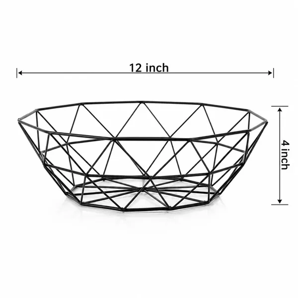 OMKARIXA_Modern_Mesh_Decorative_Fruit_Bowl_|_30cm_Diamond_Metal_Wire_Fruit_Basket_|_Kitchen_Counter_&_Dining_Table_Fruit_Holder_|_Multipurpose_Storage_Basket_|_Black